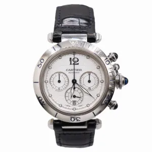 Cartier Men's Pasha Stainless Steel 38mm Silver Chronograph Dial Watch Ref# W3103055