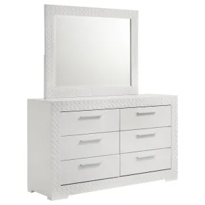 Ives - 6-Drawer Dresser And Mirror - White High Gloss