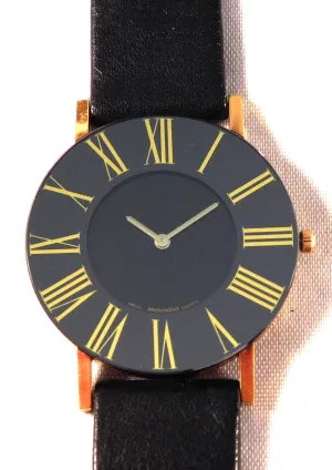 Movado Black Roman Numeral Bezel 87-40-887 Mens Dress Watch....31mm