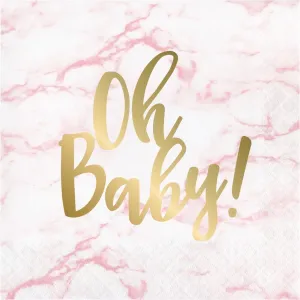 Oh Baby - Pink Marble Lunch Napkins (16ct)