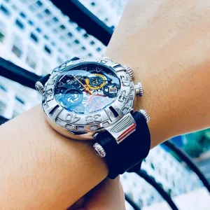 Reef Tiger/RT New Design Top Brand Men Watches Rubber Strap Steel Skeleton Sport Watches