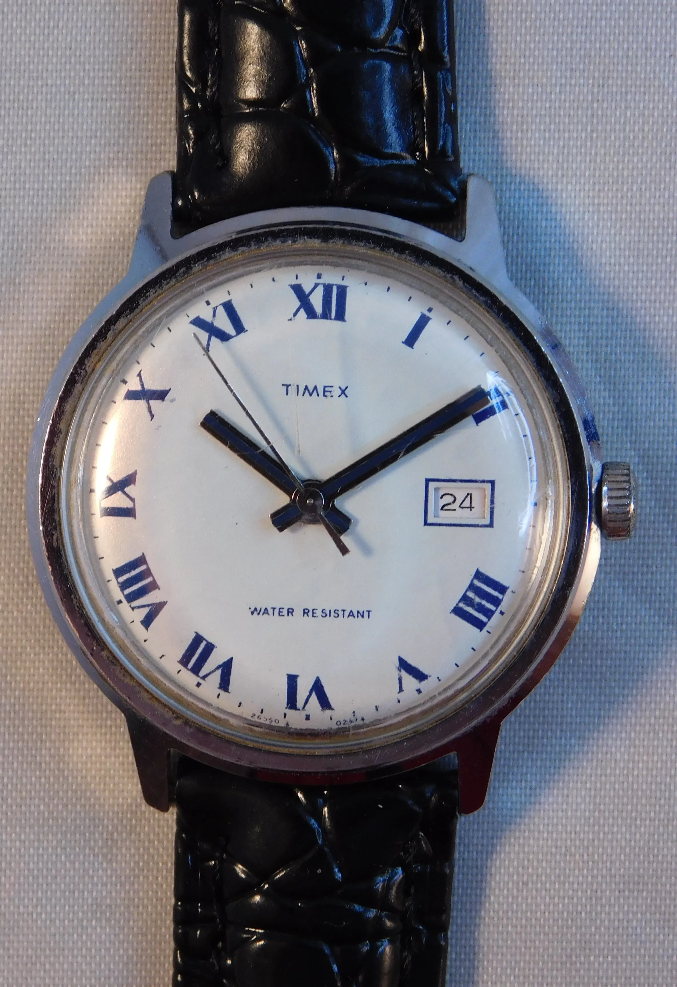 Timex Marlin Date Circa 1974 Roman Numeral Dial Stainless Steel Mens Watch....33mm